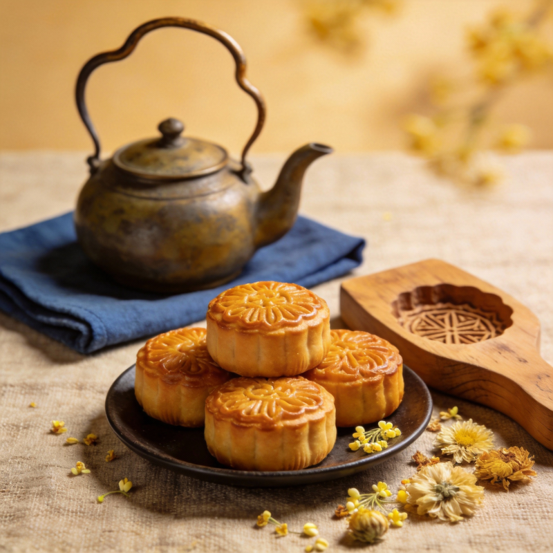 中秋月饼茶香伴图片