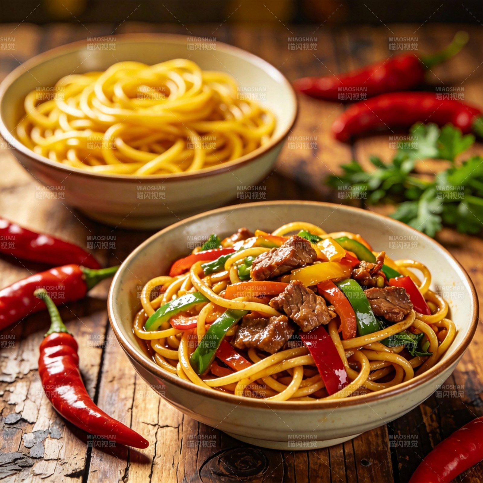 牛肉彩椒炒面图片