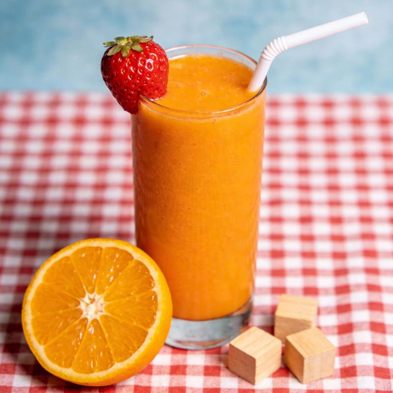 橙香草莓奶昔图片