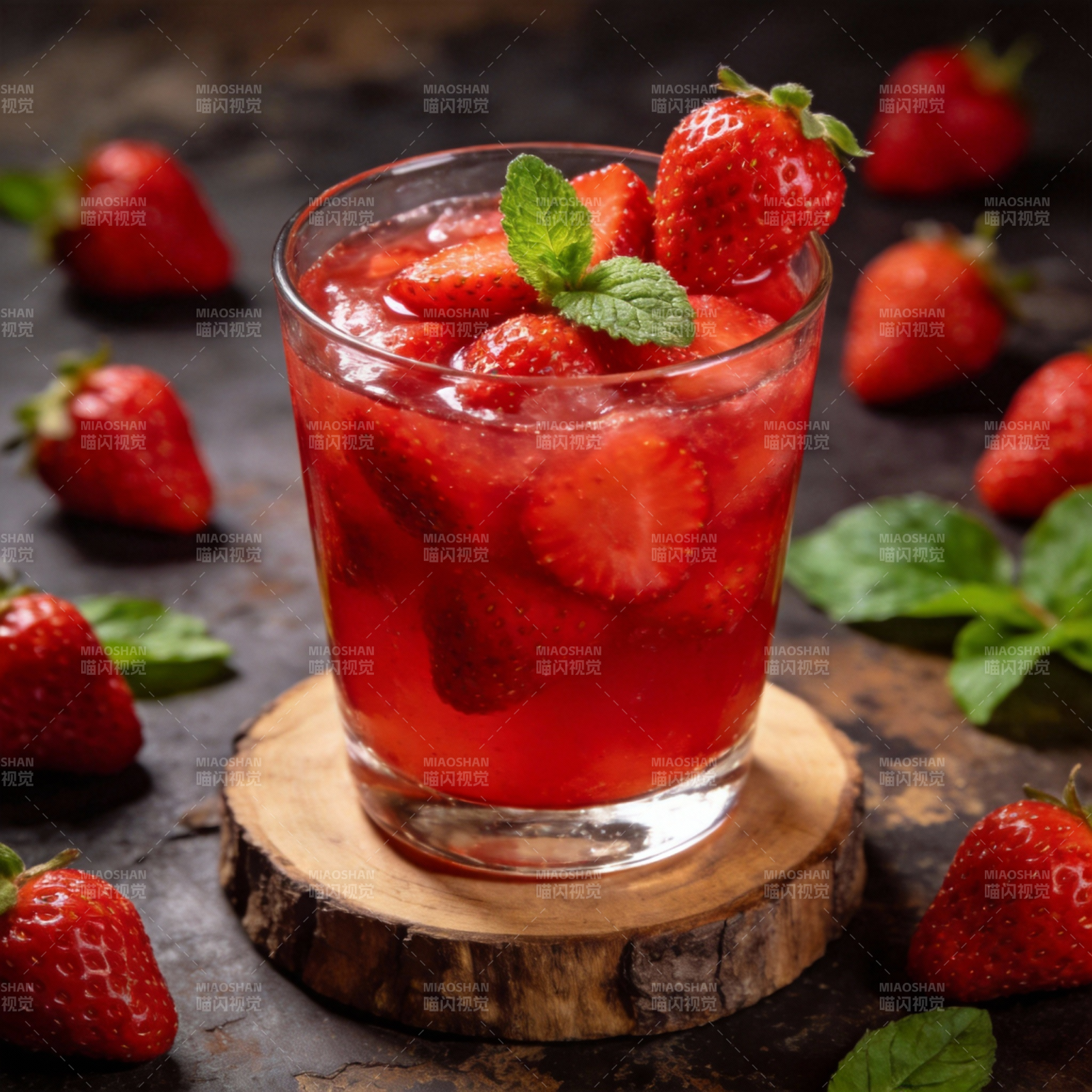 草莓薄荷饮品图片