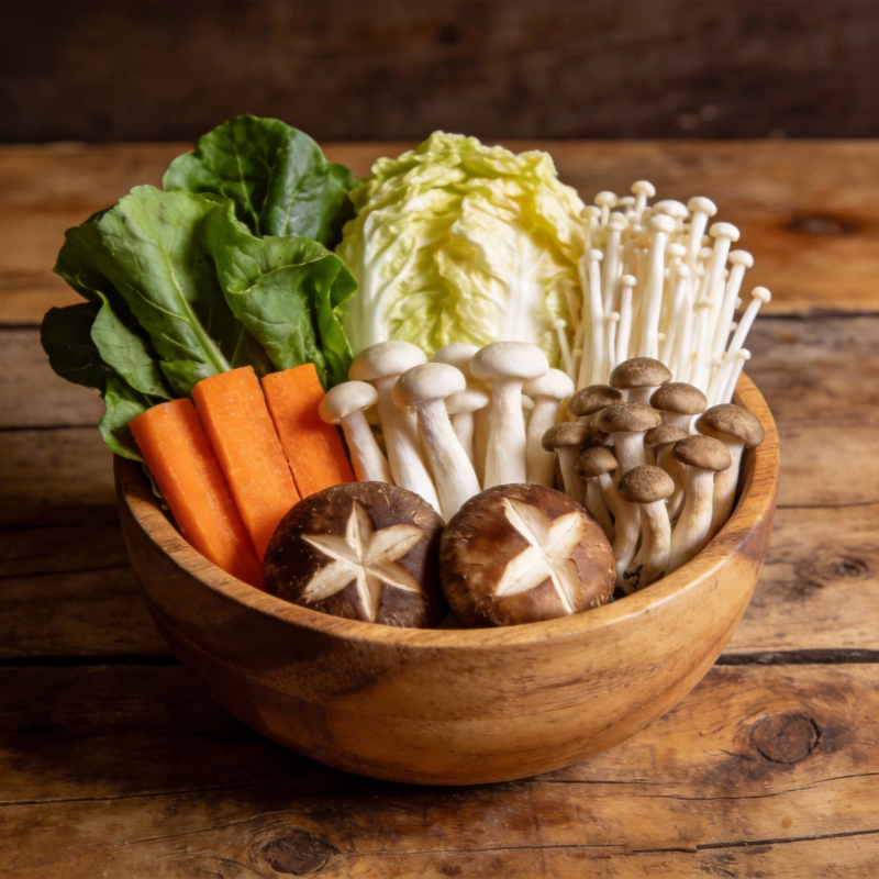新鲜蔬菜菌菇拼盘图片