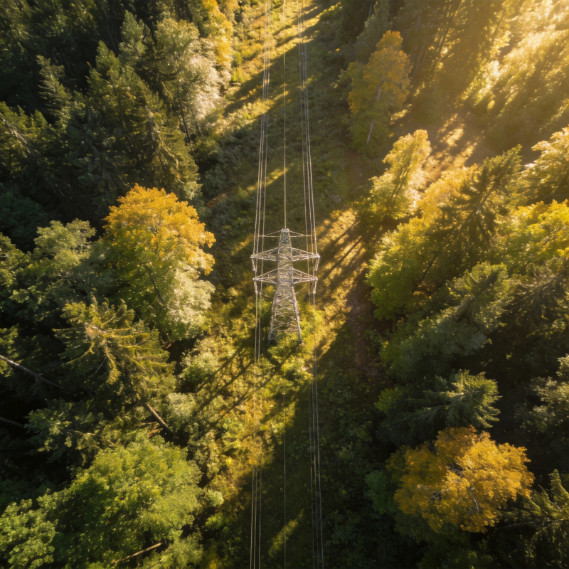 森林中的电力塔图片