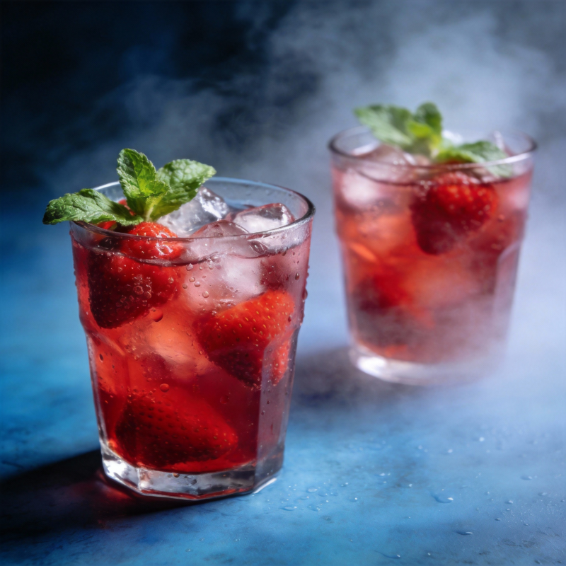 草莓薄荷冰饮图片