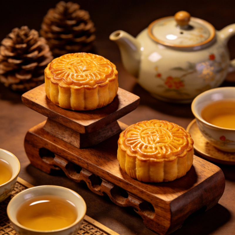 中秋月饼茶香伴图片