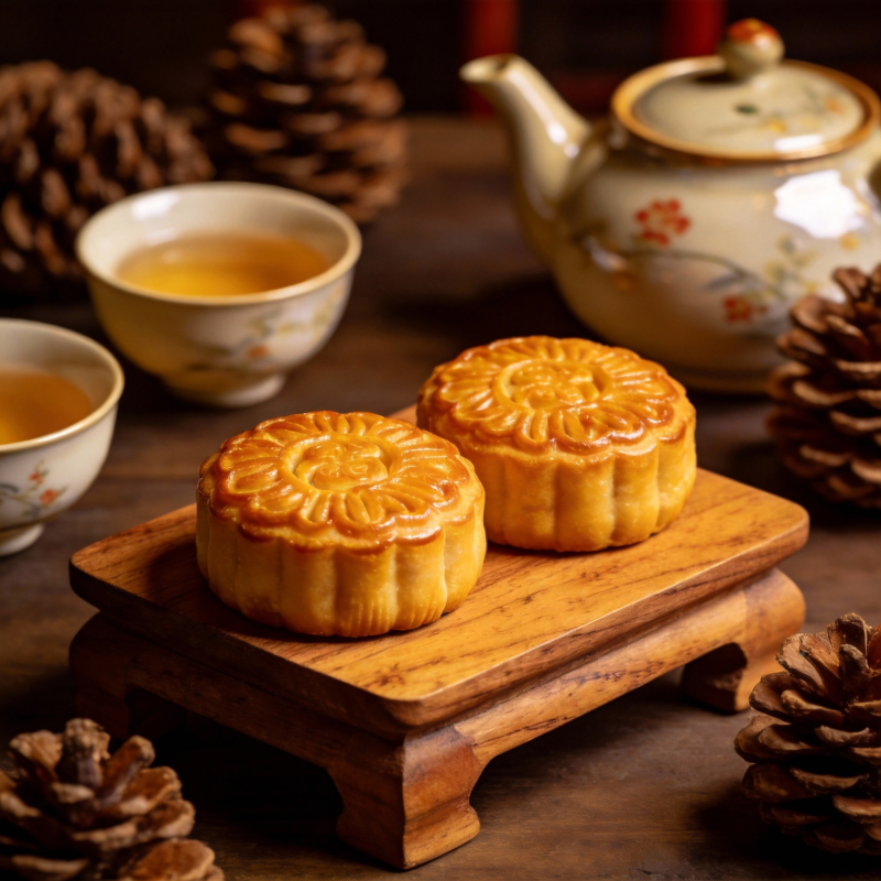 中秋月饼茶香伴图片