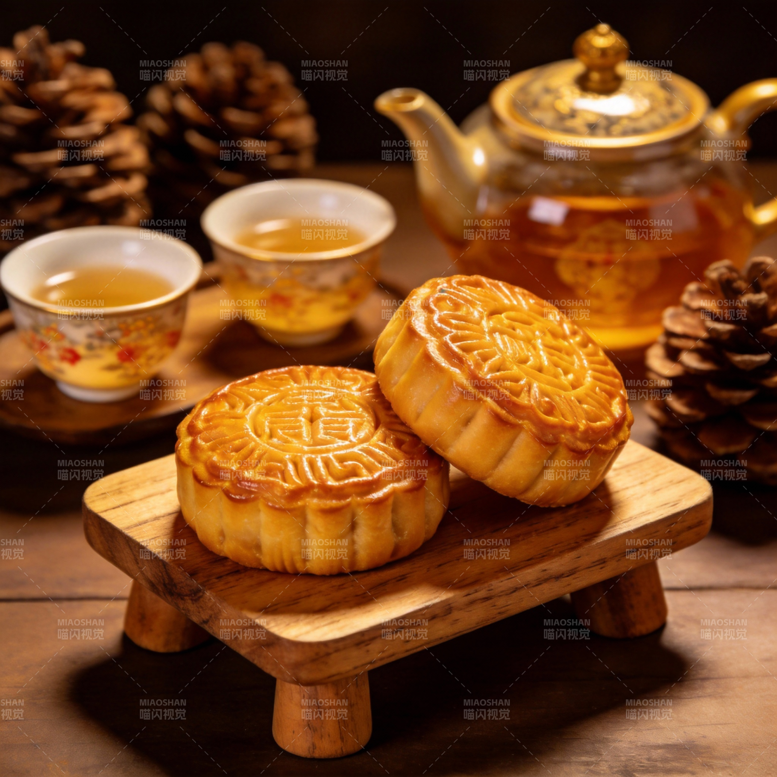 中秋月饼茶香四溢图片