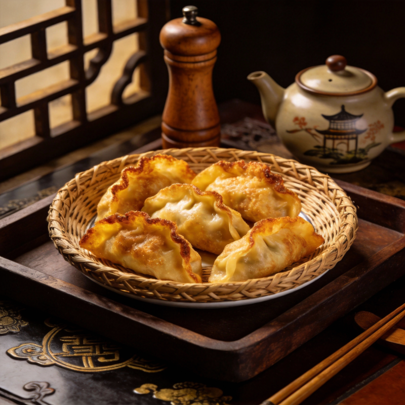 金黄煎饺 香气四溢图片