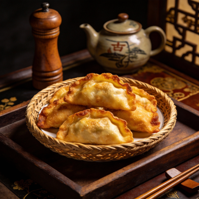 金黄煎饺 香气四溢图片