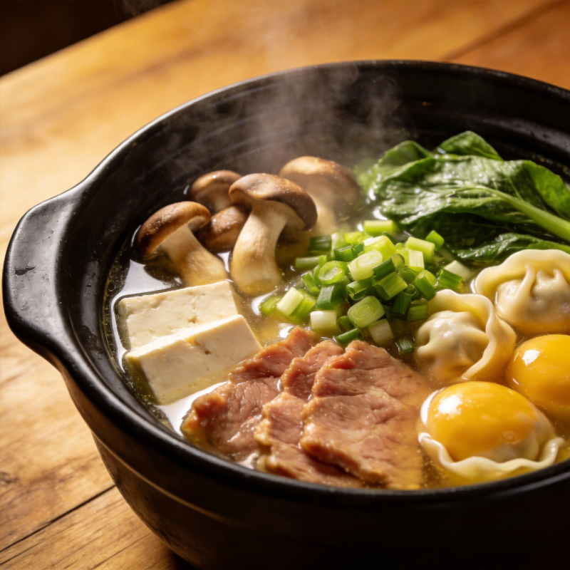 热气腾腾的寿喜锅图片