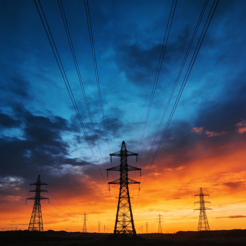 电塔剪影夕阳图片