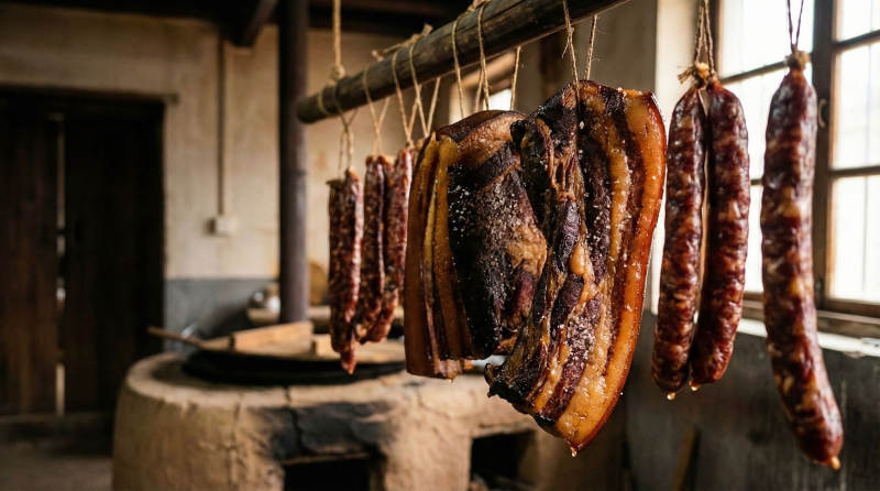 腊肉香肠悬挂风干图片