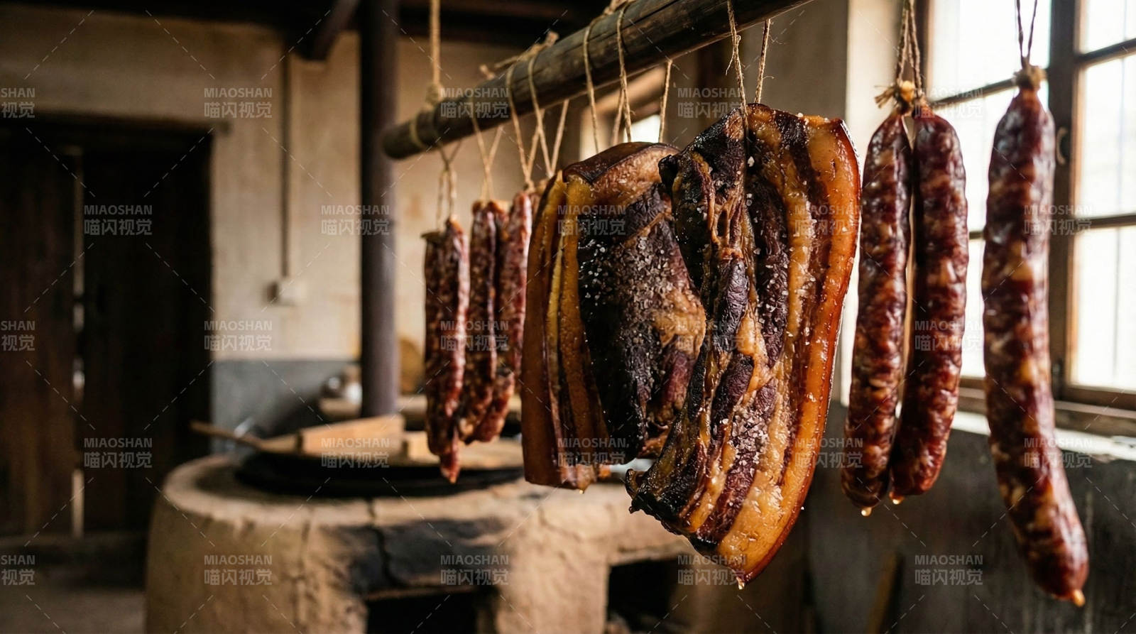 腊肉香肠悬挂风干图片
