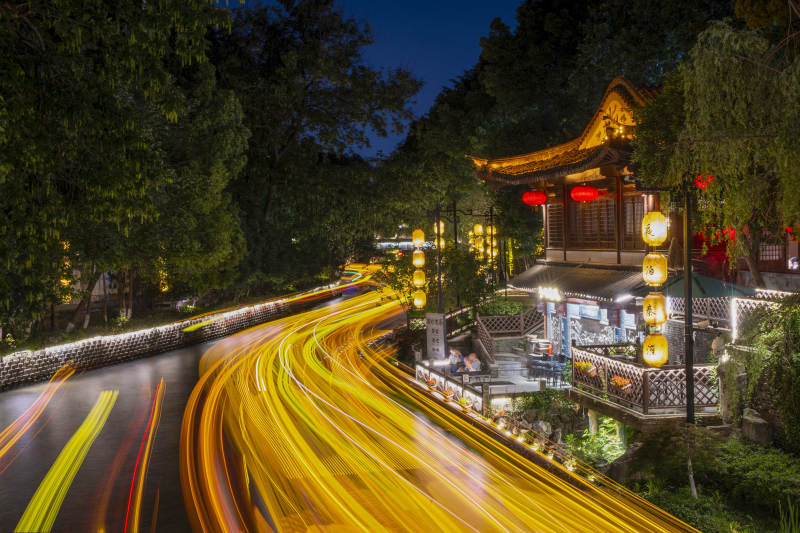 秦淮夜景流光古亭图片