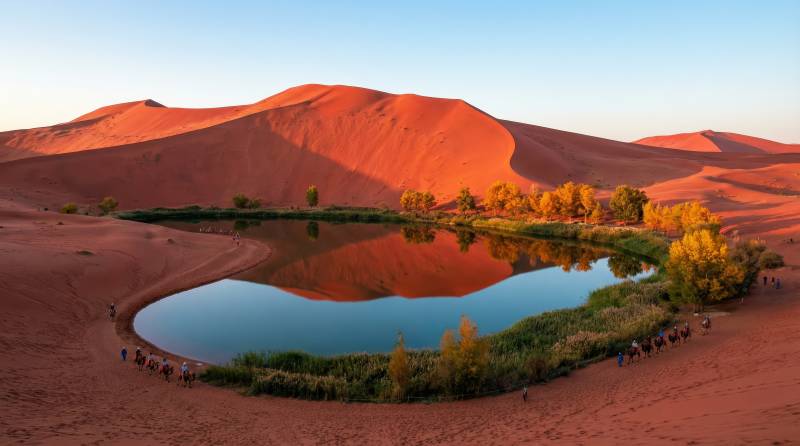 沙漠绿洲倒影图片