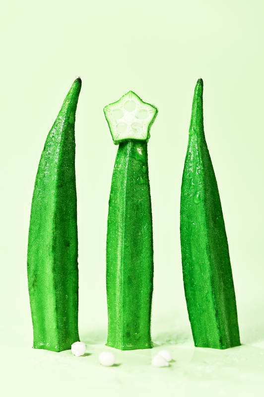 绿色新鲜蔬菜秋葵特写图片