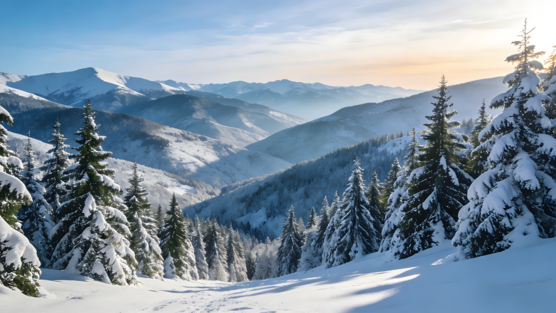 雪覆山林 冬日静谧图片