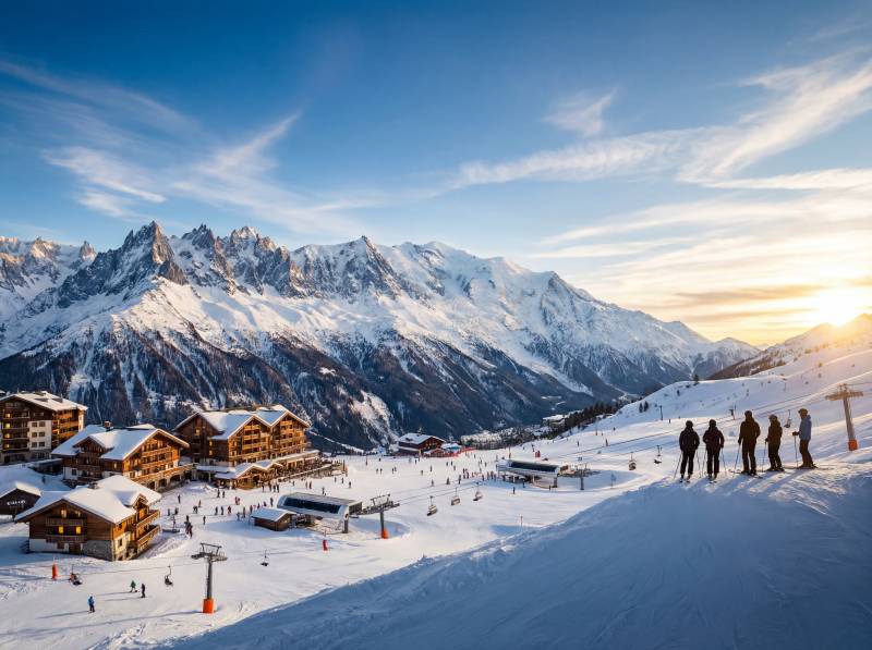雪山小镇滑雪胜地图片