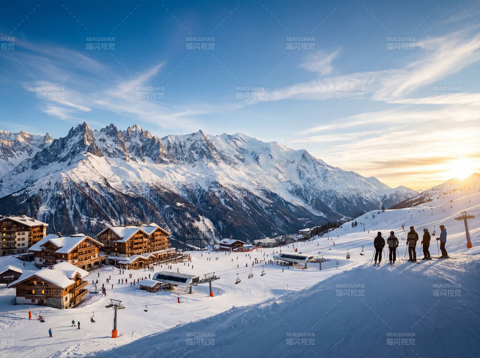 雪山小镇滑雪胜地图片