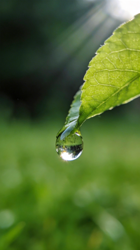 叶尖露珠晶莹图片