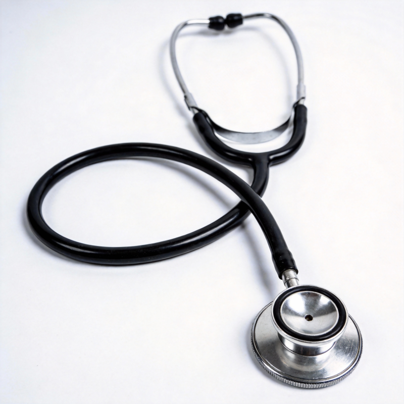 听诊器静置于白底图片