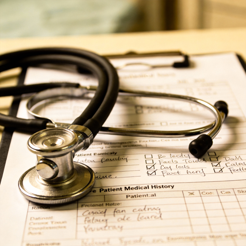 医疗记录与听诊器图片