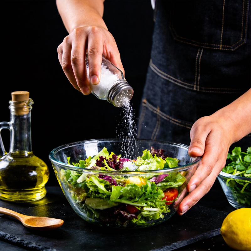 撒盐调味沙拉图片