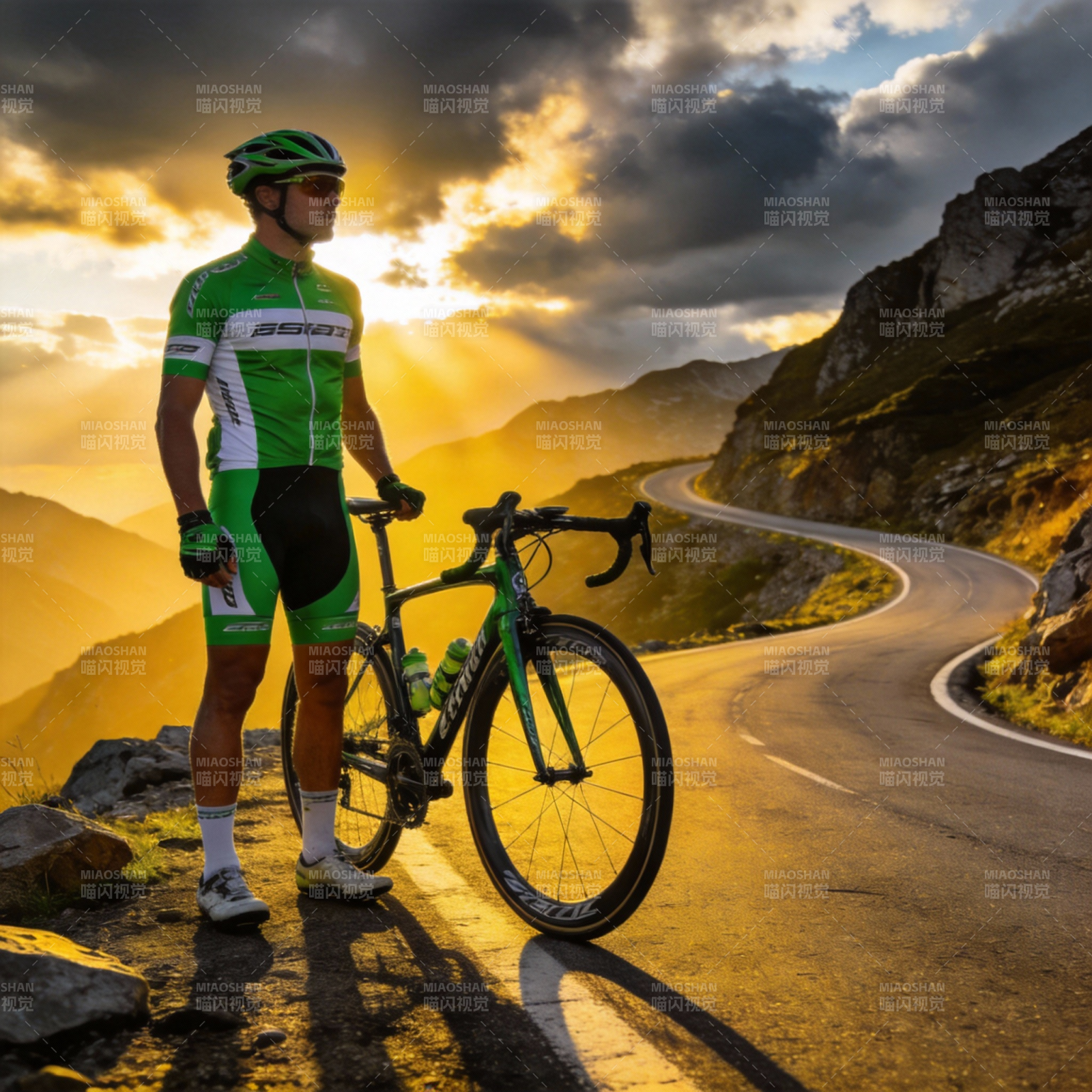 山间骑行 追光而行图片