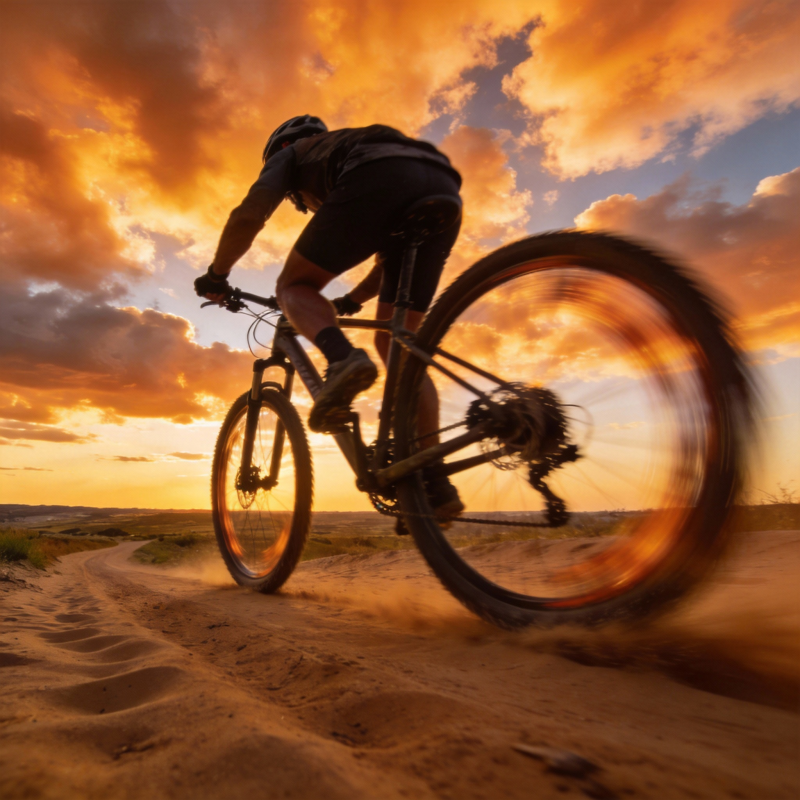 沙地骑行日落时图片