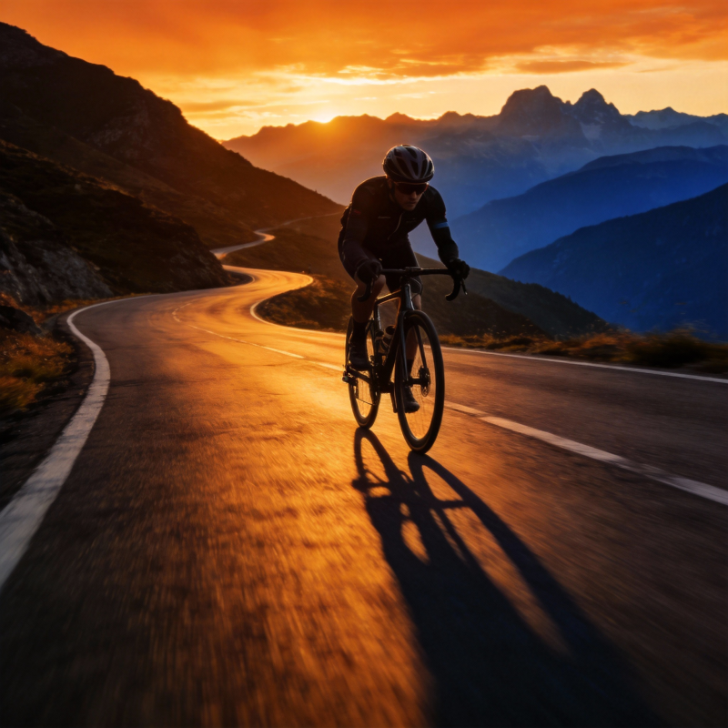 骑行日落山道图片