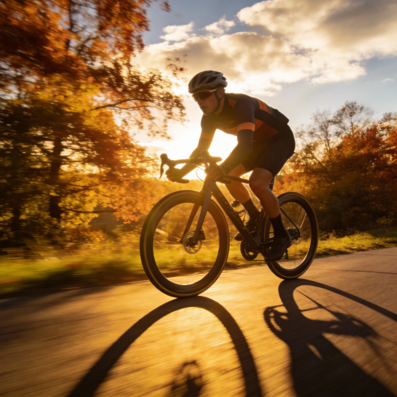 秋日骑行剪影图片