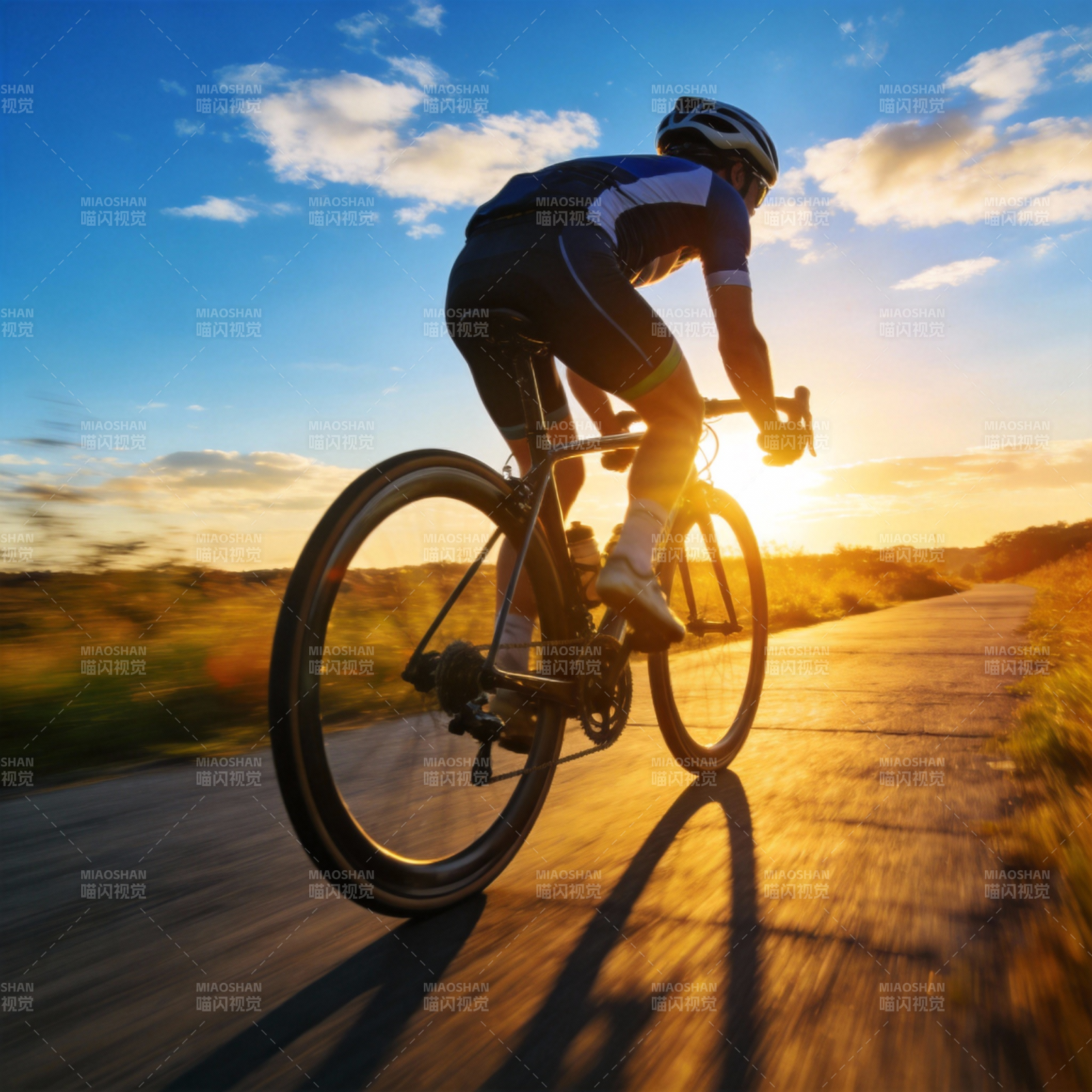 夕阳下的骑行者图片
