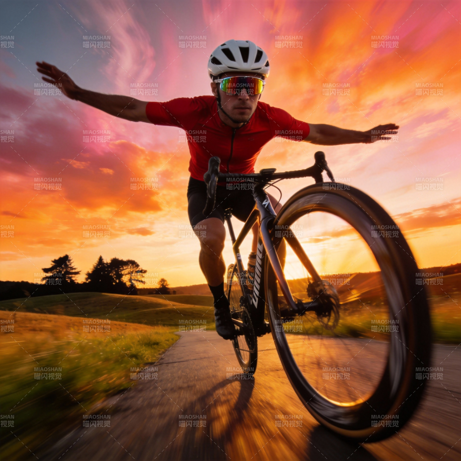 骑行追日图片