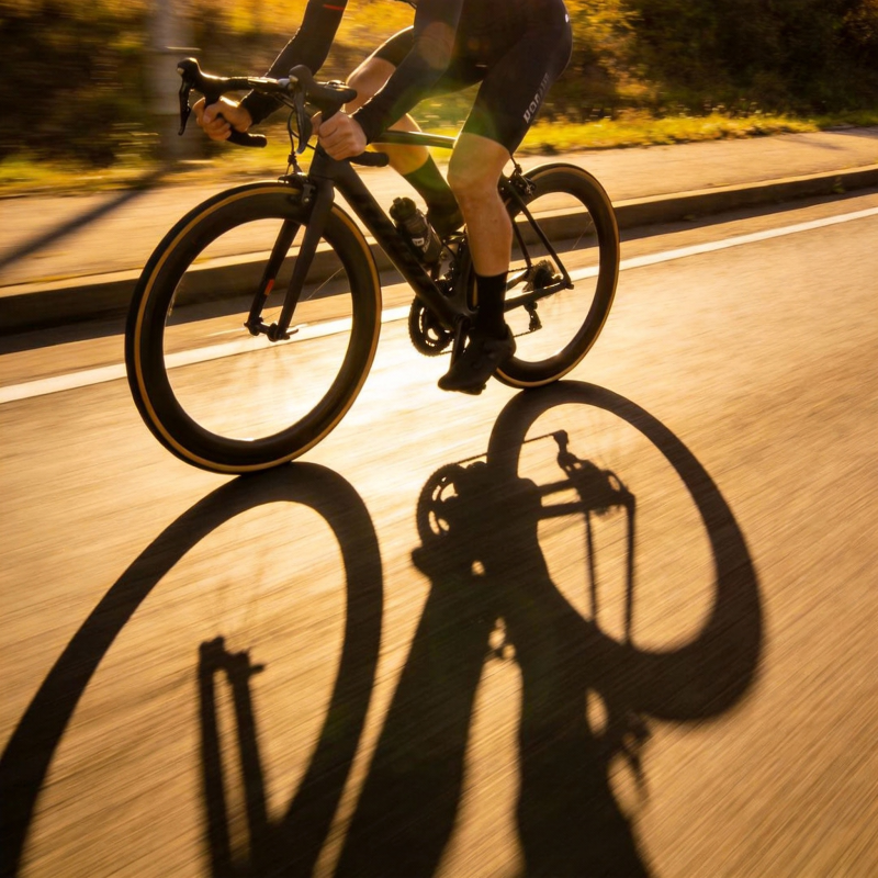 骑行剪影 光影交错图片