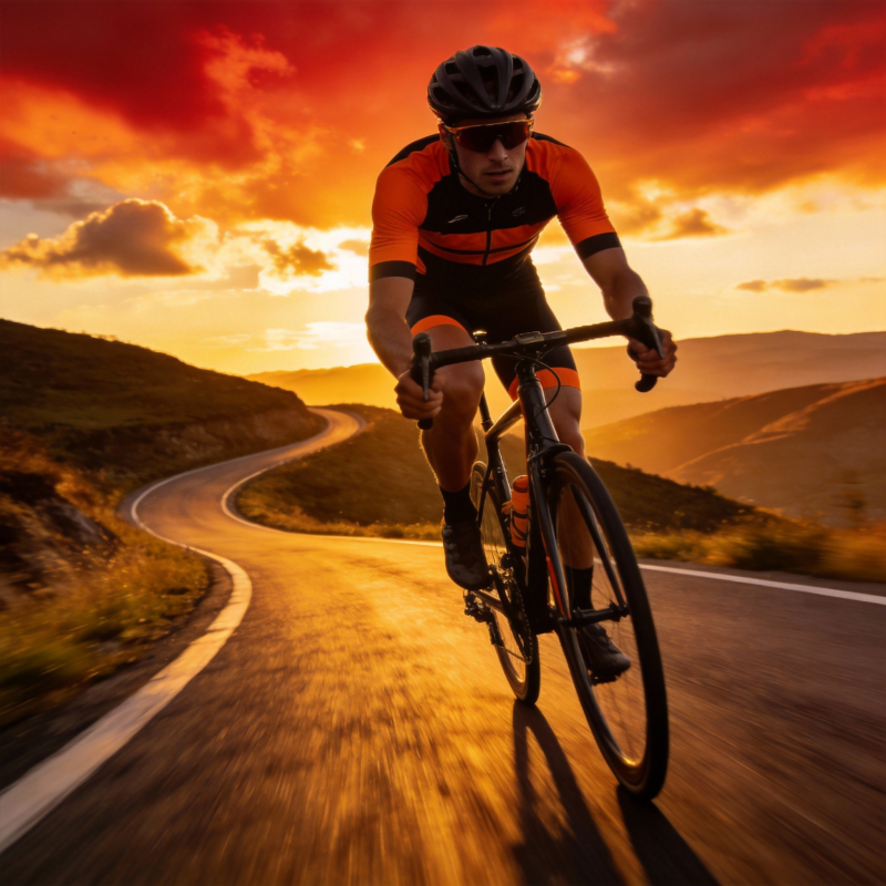 夕阳下的骑行者图片