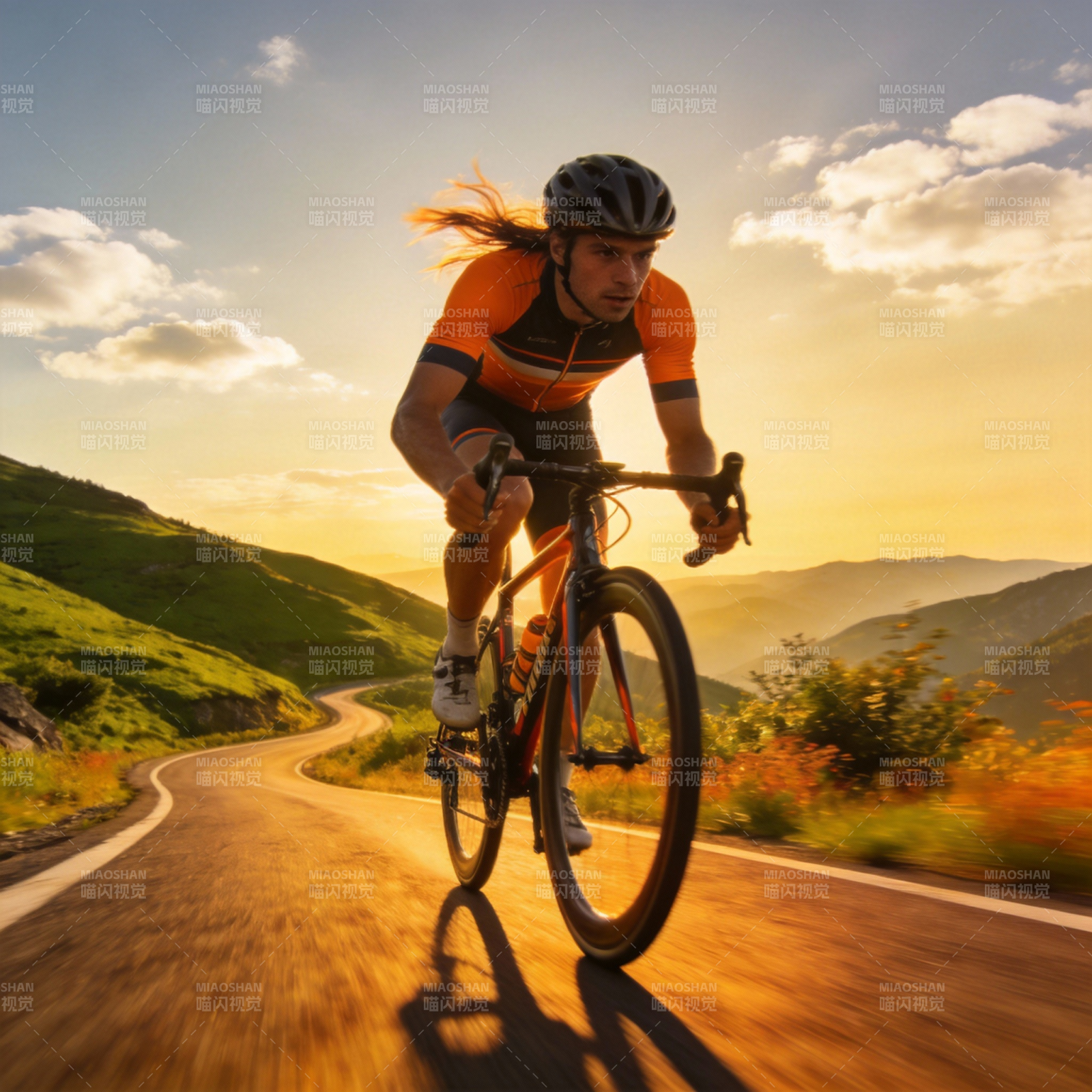 骑行山间 追光而行图片