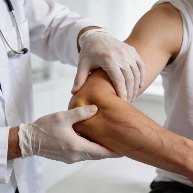 医生检查患者肘部图片