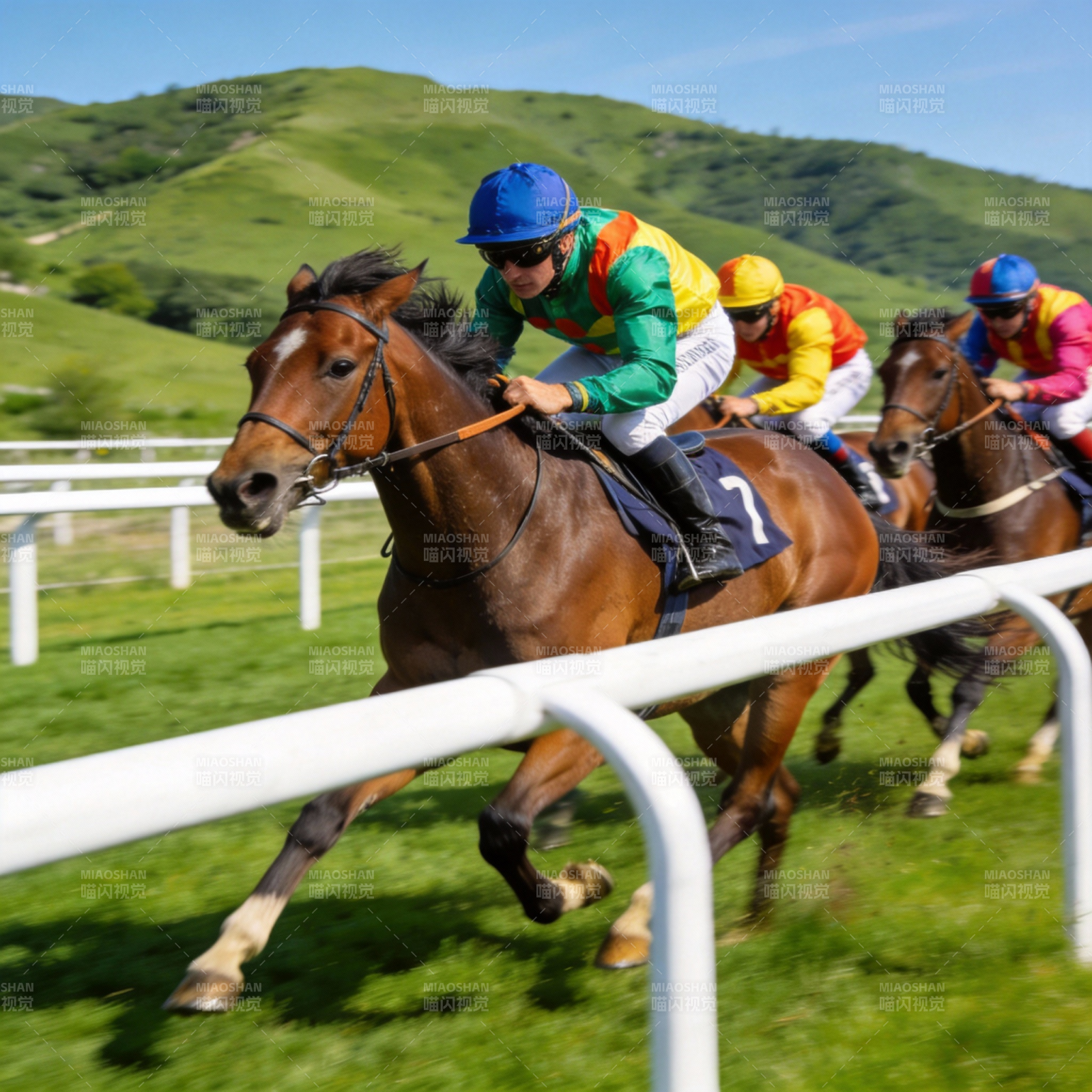 赛马激烈竞速图片