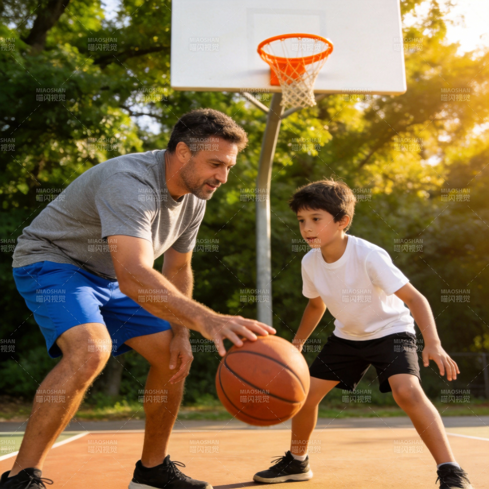 父与子篮球对决图片