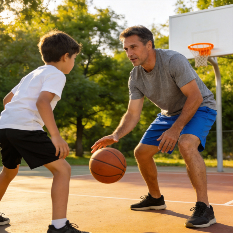 父子篮球对决图片