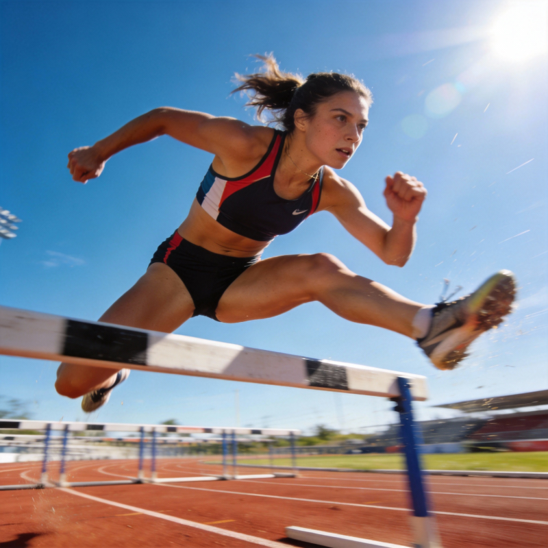 跨栏女将跃动瞬间图片
