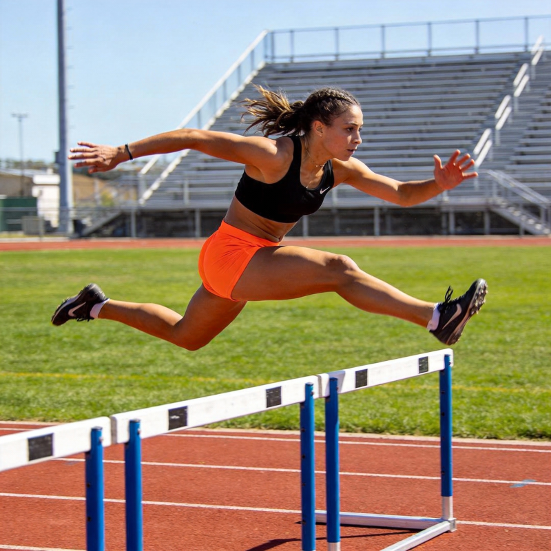 跨栏运动员飞跃瞬间图片