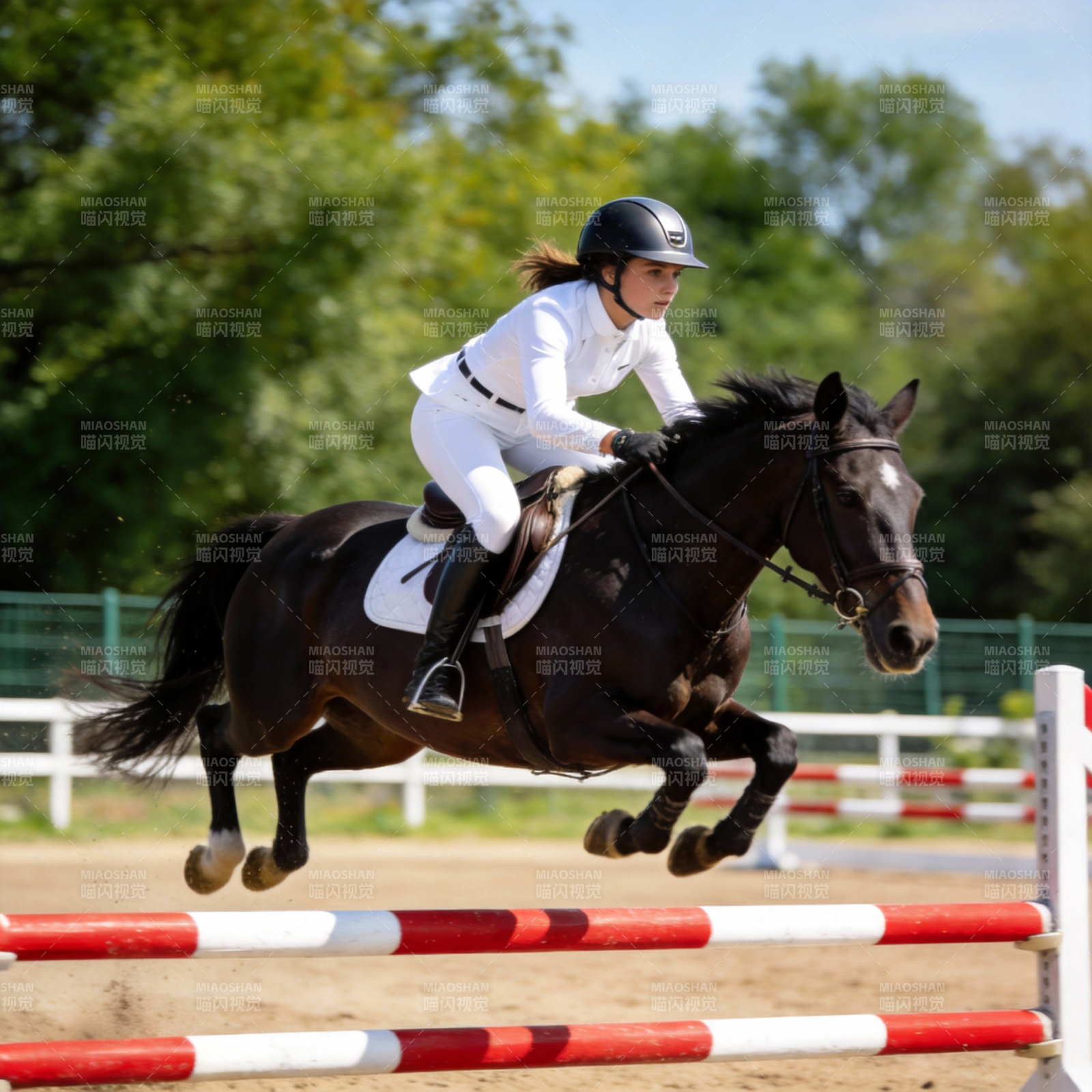 骑手跃马过障图片