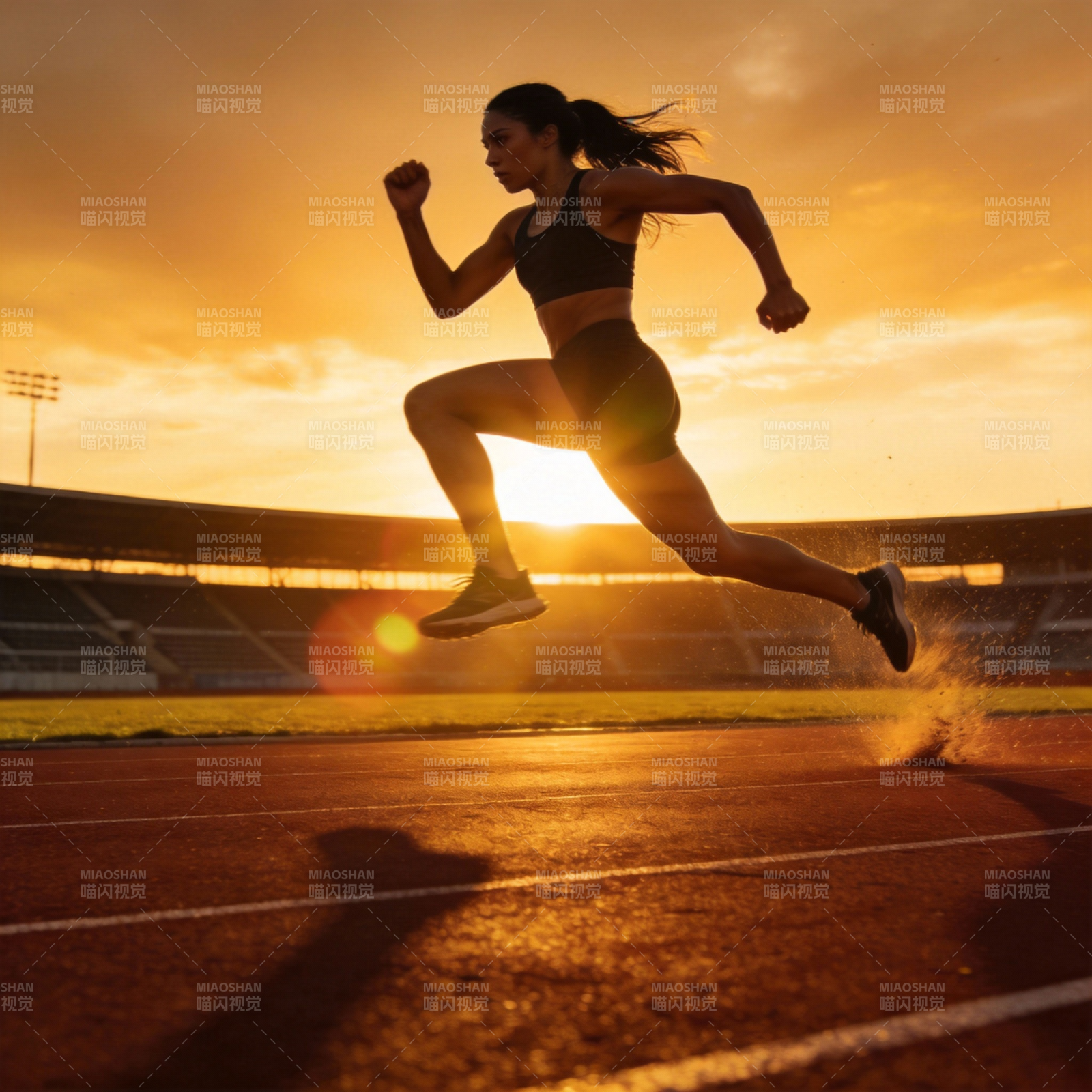 夕阳下的奔跑者图片