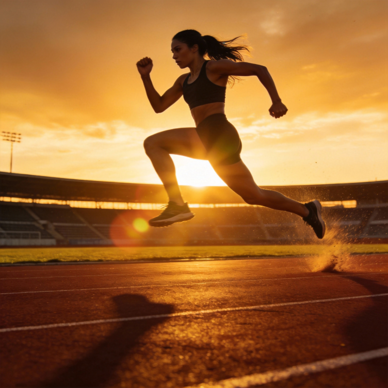 夕阳下的奔跑者图片