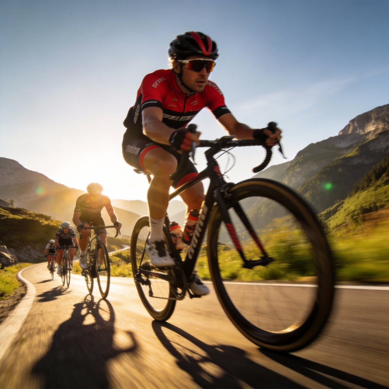 山地骑行追日光图片