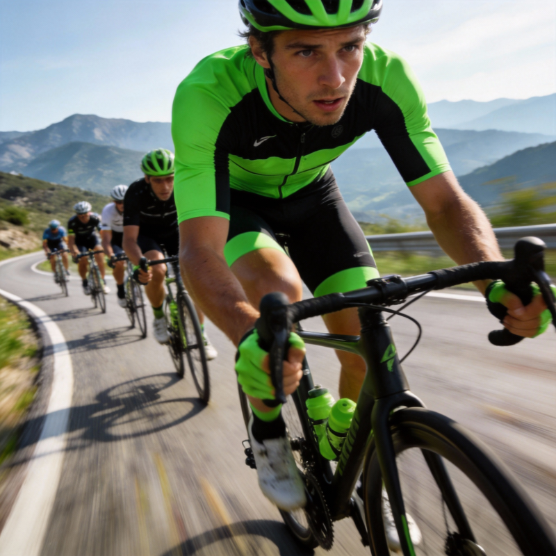 骑行者疾驰山间图片