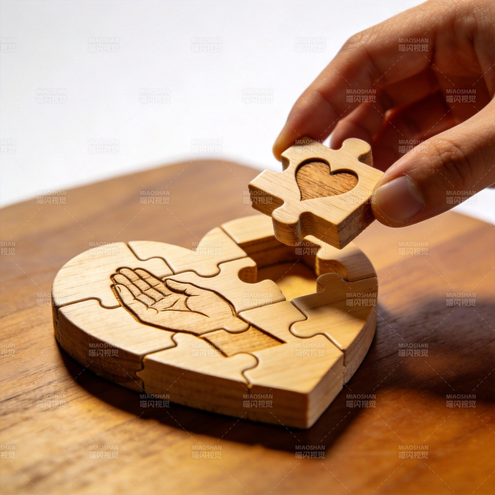 爱心拼图 手心相印图片