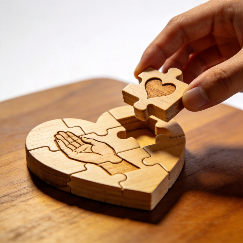 爱心拼图 手心相印图片