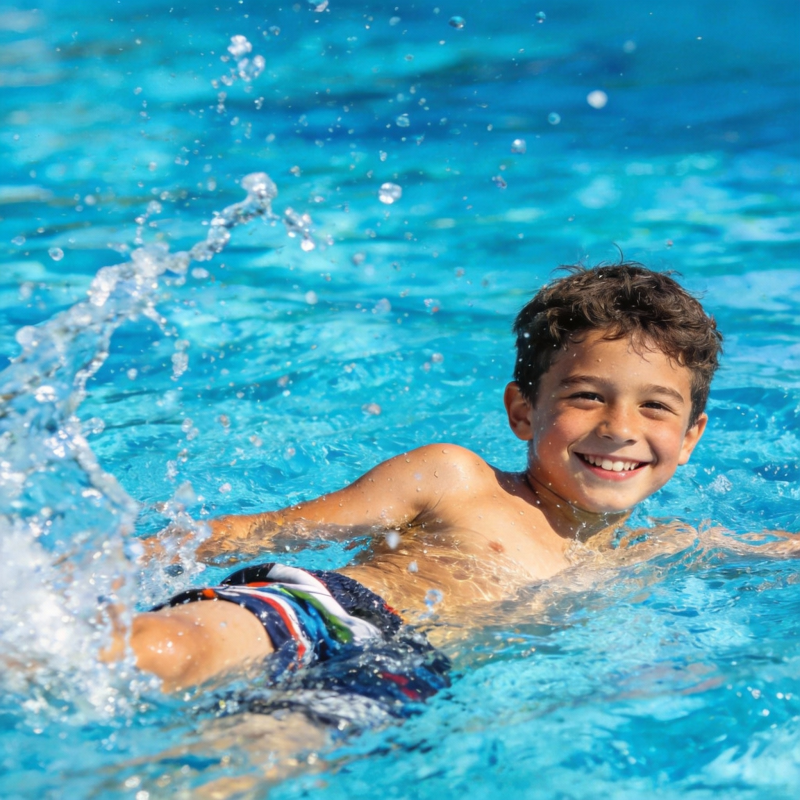 男孩泳池嬉戏图片