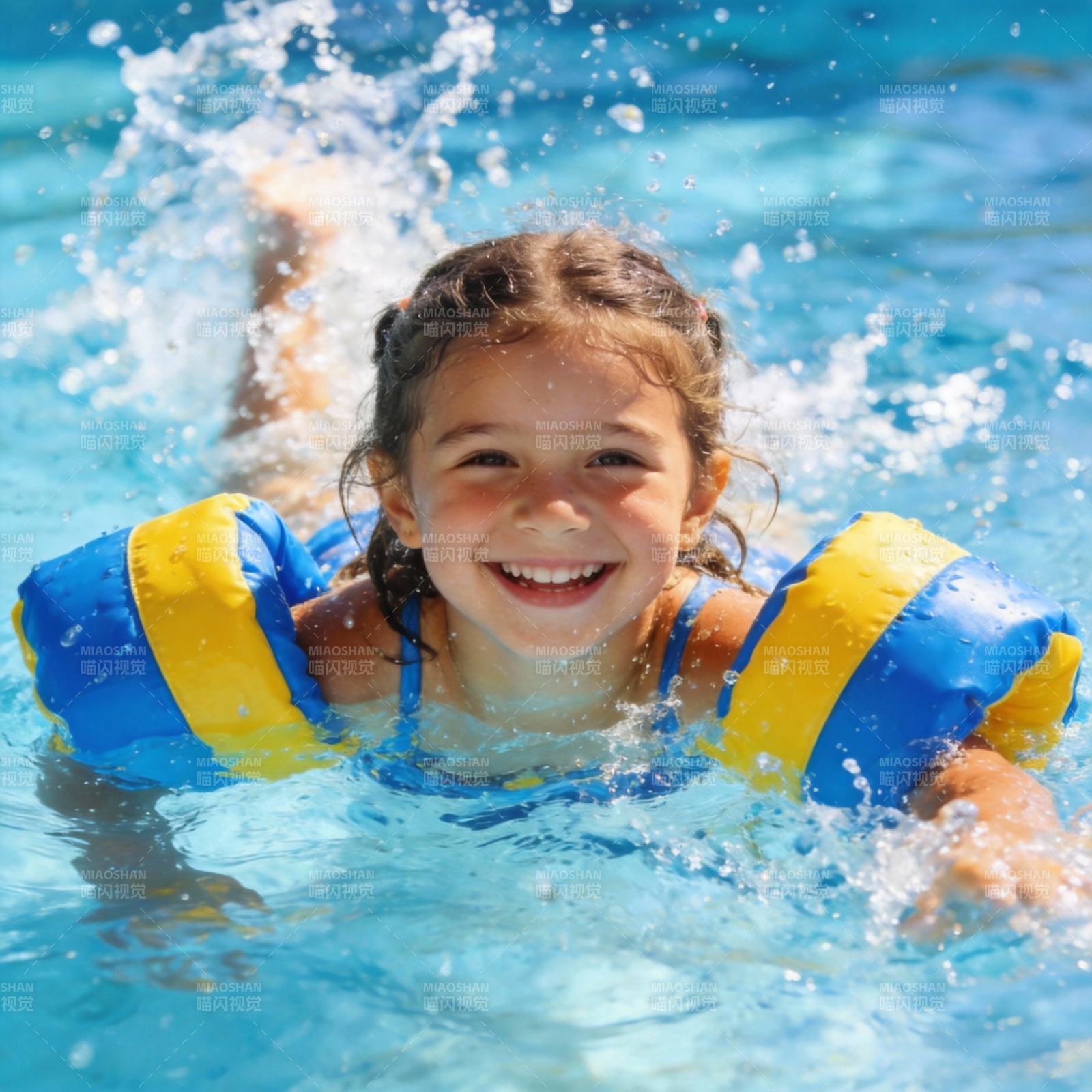 泳池里的快乐小天使图片
